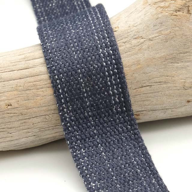 Sangle Coton Lurex Argent 30MM Jean - Maison Klem